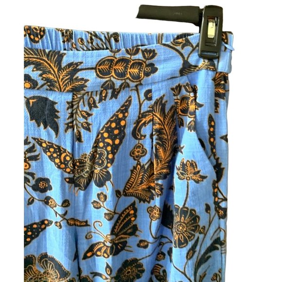 INC Intl Womens Size S Blue Print Pants Side Zip Wide Leg Pleated front HIse Ris - Picture 2 of 4